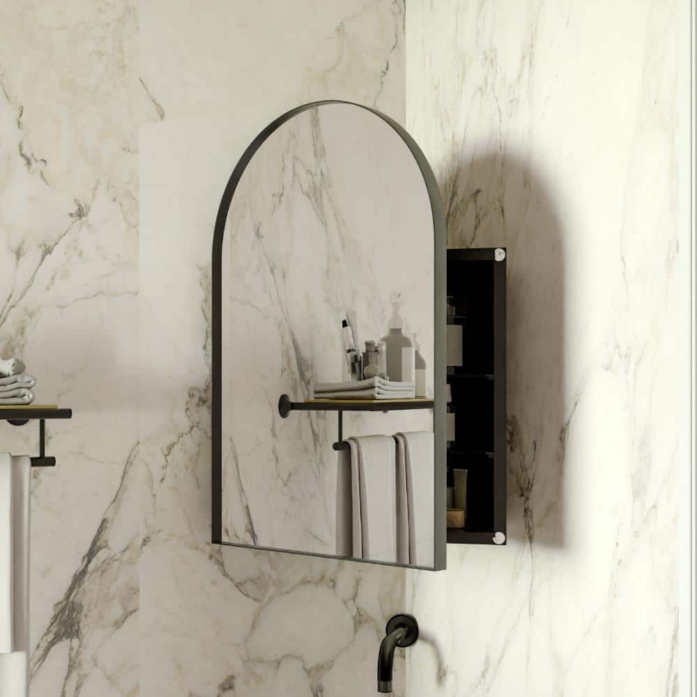 Inch Metal Corner Medicine Cabinet with Arched Mirror Adjustable Glass Shelves price history on PriceWatchPro