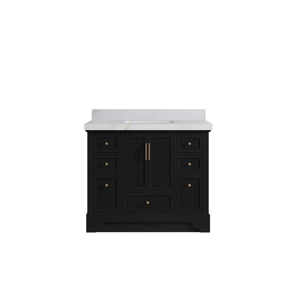 Alys 42 in. W x 22 in. D x 36 in. H Single Sink Bath Vanity in Black with 2 in. Calacatta Sienna Top price history on PriceWatchPro