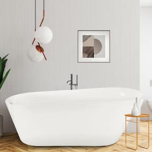Modern 69 in. Acrylic Single Slipper Freestanding Flatbottom Bathtub in. Glossy White with cUPC Certificated