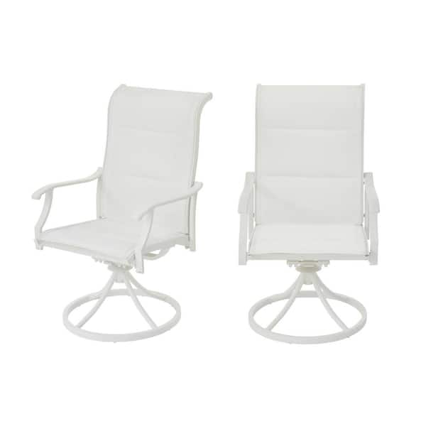 Hampton Bay Riverbrook Shell White Swivel Aluminum Padded Sling Outdoor Patio Dining Lounge Chairs 2 Pack Fm18107 Al Svlg The Home Depot - Padded Sling Swivel Patio Chairs