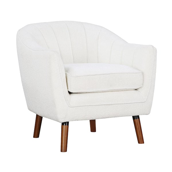 Lazzara Anaya White Textured Fabric Armchair