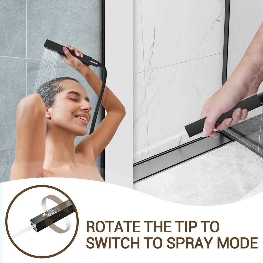 Matte Black Large Square Brass Ceiling Mounted Shower System