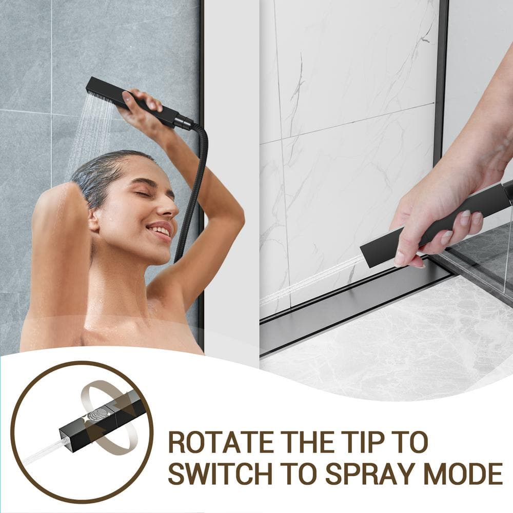 Matte Black Large Square Brass Ceiling Mounted Shower System