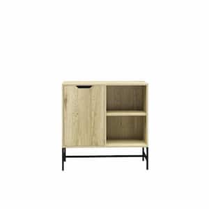 Wardlaw 30 in. Natural 3 Shelves Bookcase with and Door