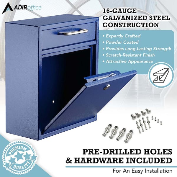 ㊴新品・保証書付 鈴平ひろ　AWAKING　ミクスドメディア アールビバン HC AdirOffice Medium Blue Wall-Mounted Steel Drop Box Mailbox 631-05