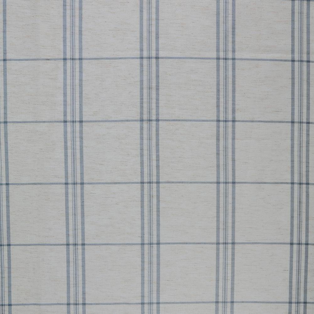 Blue Plaid Linen Blend Light-Filtering Rod Pocket Curtain Panel 54" x 84"