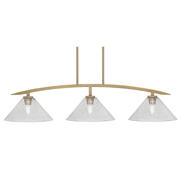 Unbranded Siena 3-Light, Brass, Linear Chandelier, Any room with Smoke Bubble Glass Shades