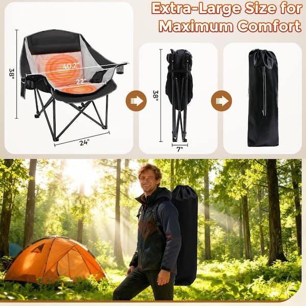 SEEUTEK Outdoor Oversized Foldable Heated Camping Black Patio
