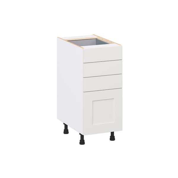 Roseland 15 in. W x 24 in. D x 34.5 in. H Assembled Shaker Drawer Base Kitchen Cabinet in Warm White with 4 Drawers