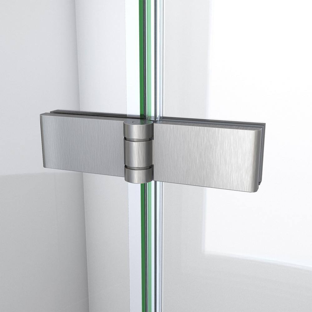 Aqua-Q Fold 32" x 32" Frameless Bifold Shower Kit with Brushed Nickel Finish
