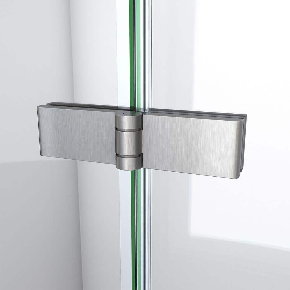Aqua-Q Fold 32" Frameless Shower Kit with Brushed Nickel Hardware