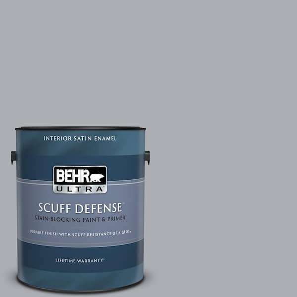 BEHR ULTRA 1 gal. #760E-3 Gray Timber Wolf Extra Durable Satin Enamel Interior Paint & Primer