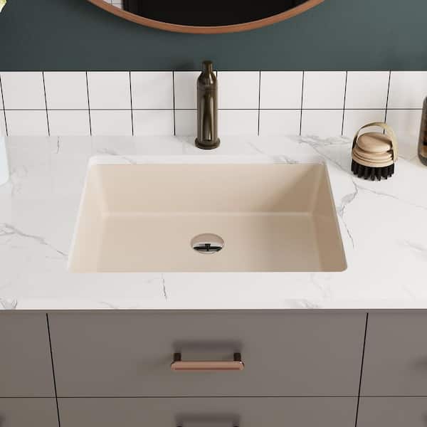 DEERVALLEY Ursa 19.72 in . Rectangular Undermount Bathroom Sink in Biscuit with Overflow