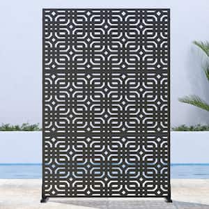 72 in. x 47 in. Outdoor Metal Privacy Screen Garden Fence Rectangular Pattern Wall Applique in Black