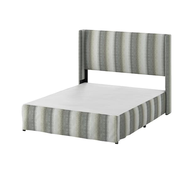 JAYDEN CREATION Raymond 2 Piece Silver Wingback Design King Bedroom Set with Metal Platform Bed Frame