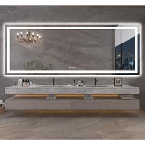 84 in. W x 32 in. H Large Rectangular Frameless Anti-Fog LED Light Wall Mounted Bathroom Vanity Mirror in White