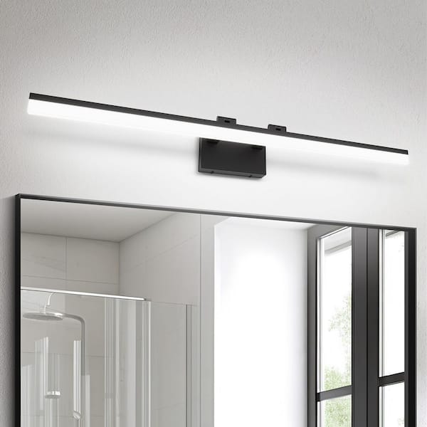JUSHENG 39 in. 1 Light Black LED Vanity Light Bar with Dimmable 5500K Light