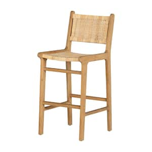 Balka 43.25 in. Rattan Full Back Wood and Rattan 29 in. Seat Bar Stool