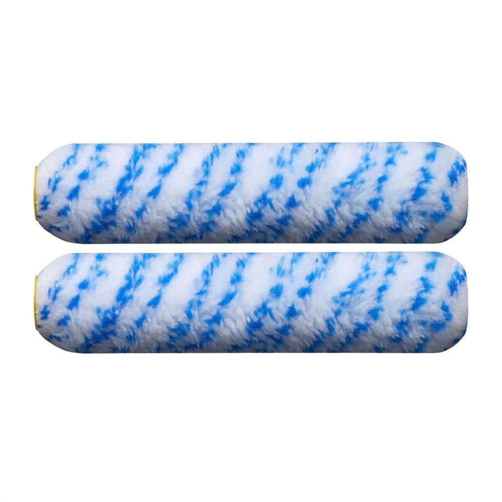 6-1/2 in. x 1/2 in. Mini Fabric Blue Paint Roller Covers (2-Pack )