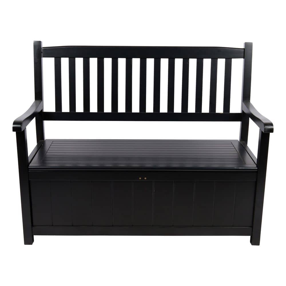 Shine Company 48.5 in. L Black Ashton Outdoor Wooden Storage Bench