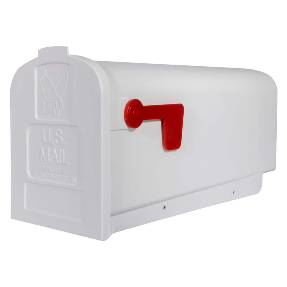 Gibraltar Mailboxes Parsons Classic Plastic Post Mount White Mailbox