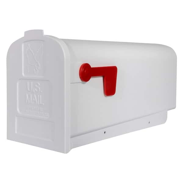 Gibraltar Mailboxes Parsons White, Medium, Plastic, Post Mount Mailbox