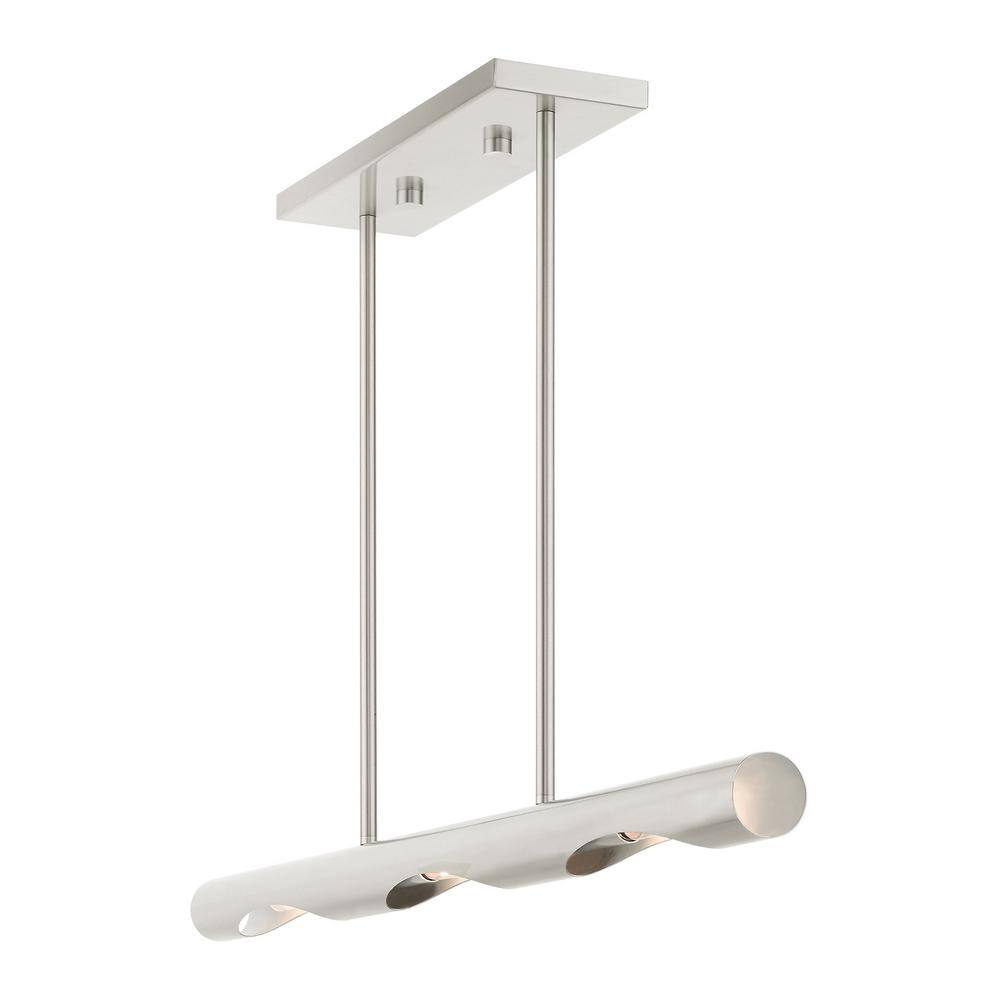 Acra Brushed Nickel 3-Light Linear Chandelier