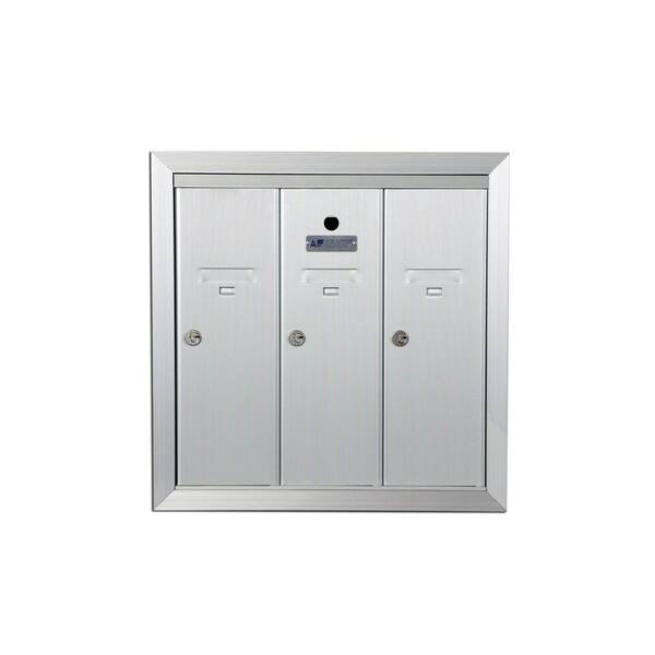 Florence 1250 Vertical Series 3-Compartment Aluminum Recess-Mount Mailbox