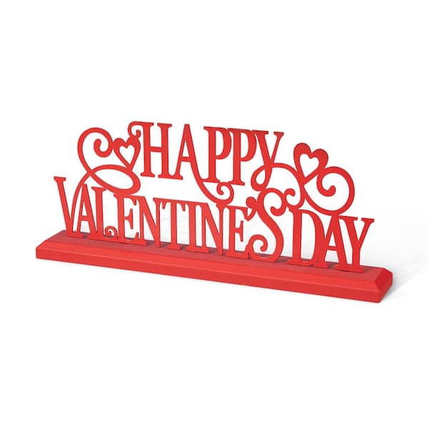 6.5 in. H Valentine's Wooden & Metal HAPPY VALENTINE'S DAY Table Decor