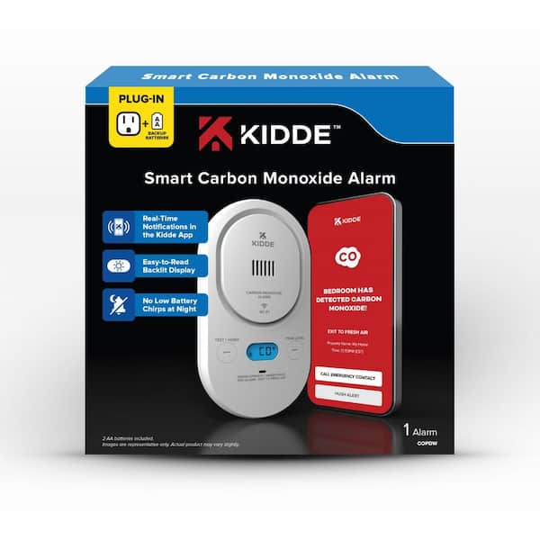 Plug-In Smart Carbon Monoxide Detector with AA Battery Backup and Real-Time Notifications, 2.4GHz Wi-Fi, COPDW