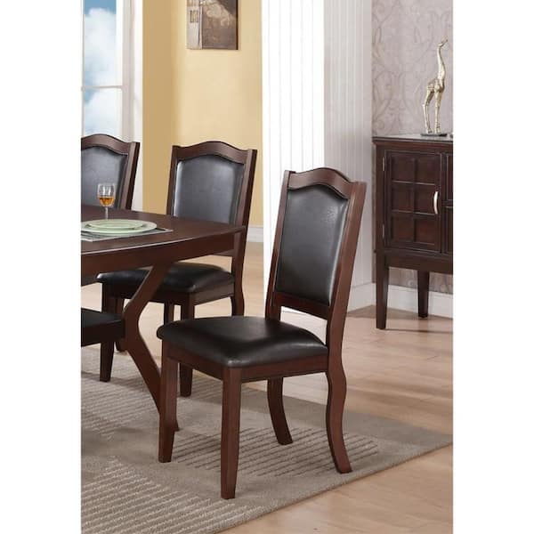 Contemporary Brown and Black Rubber Wood Dining Chair (Set of 2)