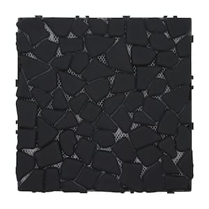 Black Deck Pebble 12 in. x 12 in. Outdoor Patio Flooring Recycled Glass Marble Mosaic Floor Tile (4 sq. ft./Case)