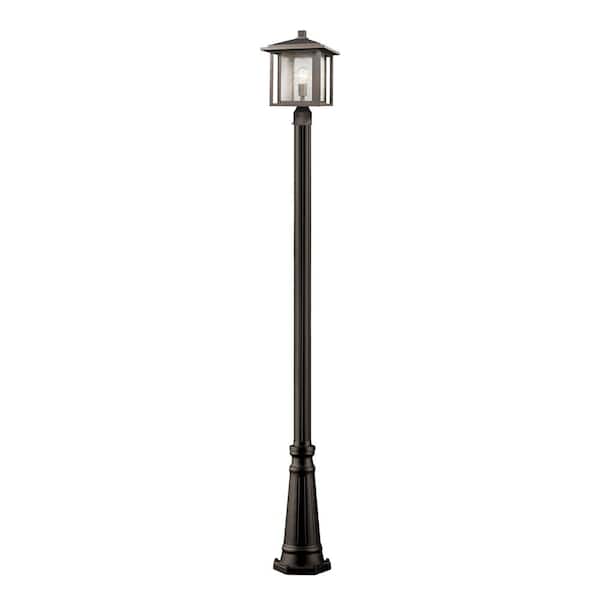 Unbranded Aspen 110 in. 1-Light Oil Rubbed Bronze Aluminum Hardwired Outdoor Weather Resistant Post Light Set w/No Bulb Included
