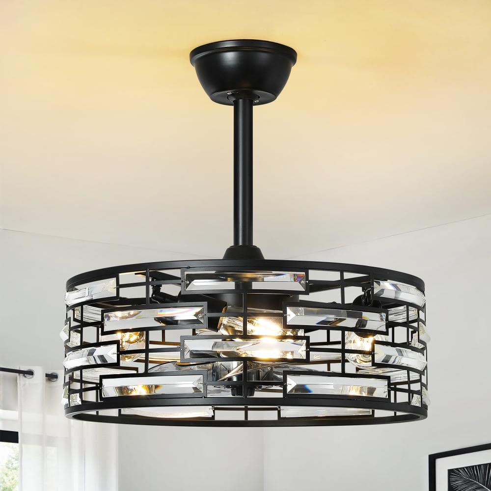 19 in. Indoor Black Metal Downrod Ceiling Fan with Remote Control and Light price history on PriceWatchPro