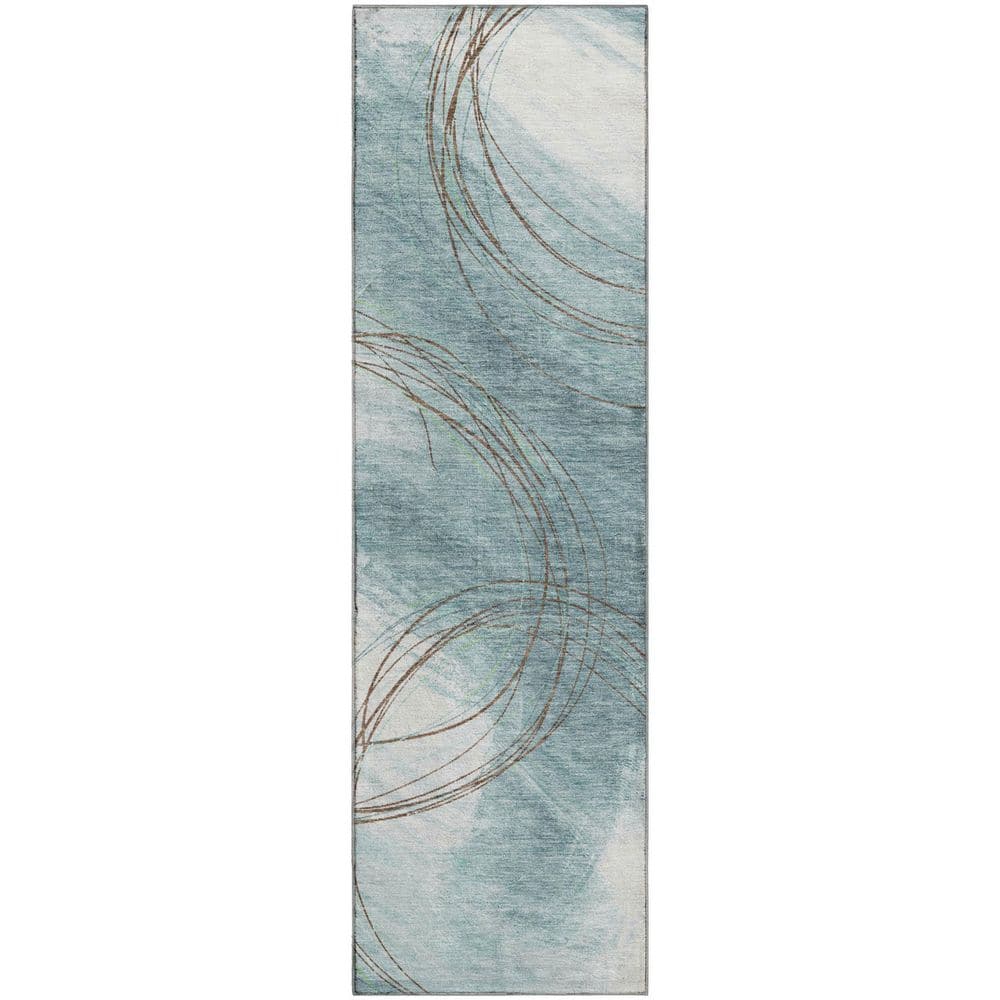 Mayfield Premium Machine Washable Abstract AMF2396 Teal 2 ft. x 7 ft. Runner Rug price history on PriceWatchPro