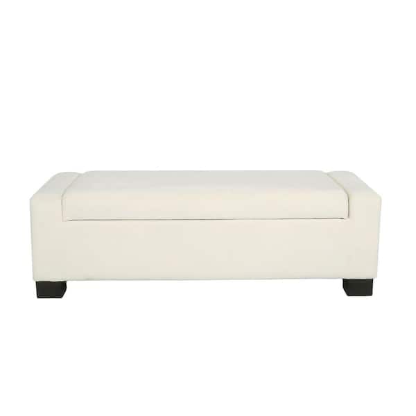 Noble House Betts Bella White Upholstered Modern Storage Ottoman