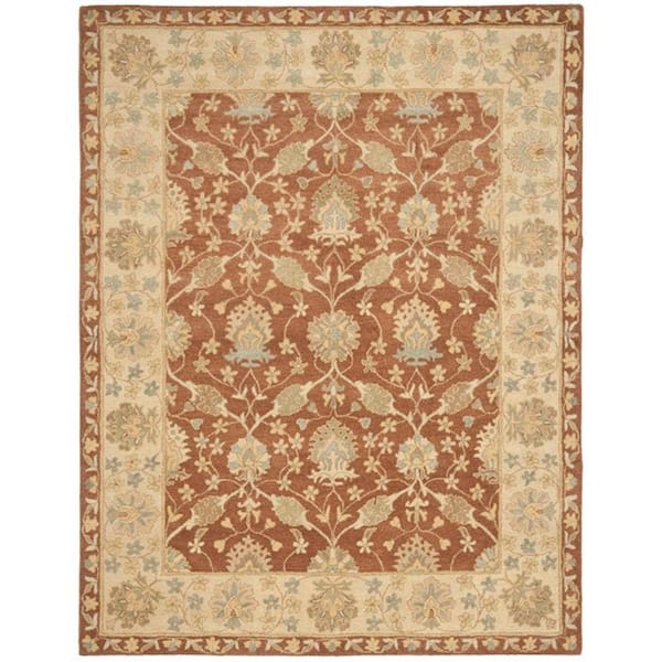 SAFAVIEH Antiquity Brown/Taupe 10 ft. x 14 ft. Border Area Rug AT315A ...