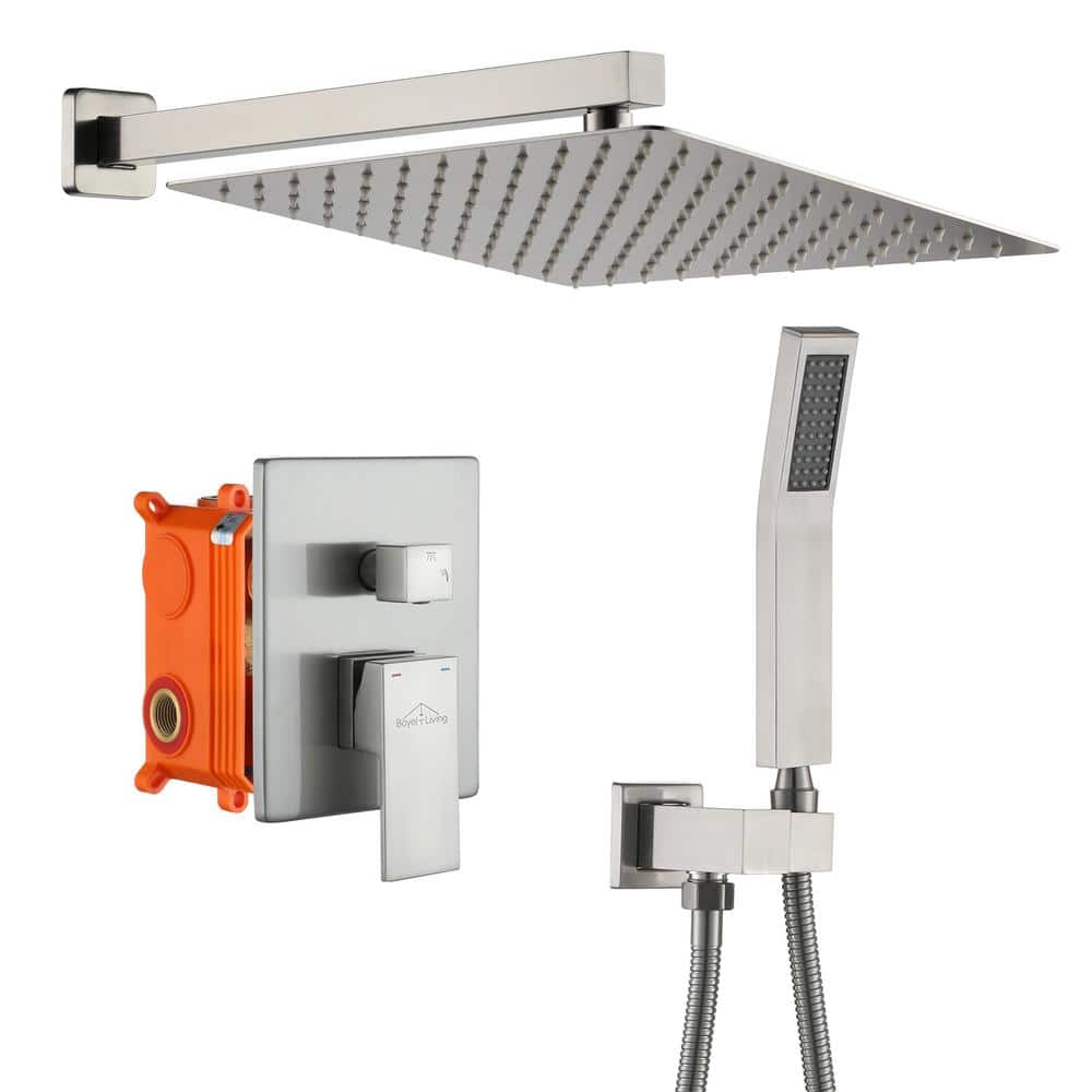 1-Spray Patterns with 2.5 GPM 12 in. Wall Mount Dual Shower Heads with Pres
