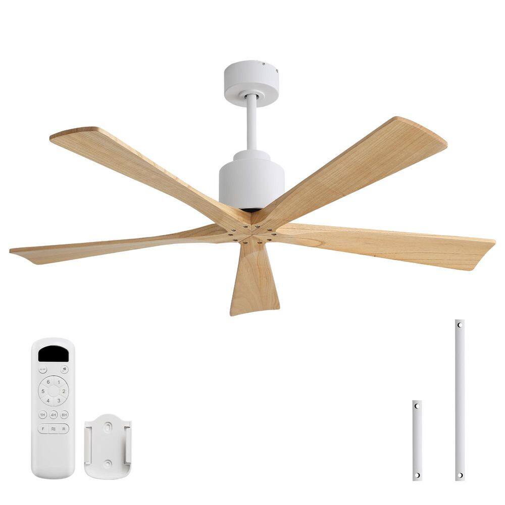 52 in. Indoor/Outdoor Standard Flush and Downrod Mount Solid Wood White Ceiling Fan without Light, Remote Control price history on PriceWatchPro