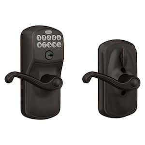 Plymouth Aged Bronze Electronic Keypad Door Lock with Flair Handle and Flex Lock
