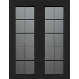 Vona 10 Lite 56 in. x 84 in. Both Active 10-Lite Frosted Glass Black Matte Wood Composite Double Prehung Interior Door