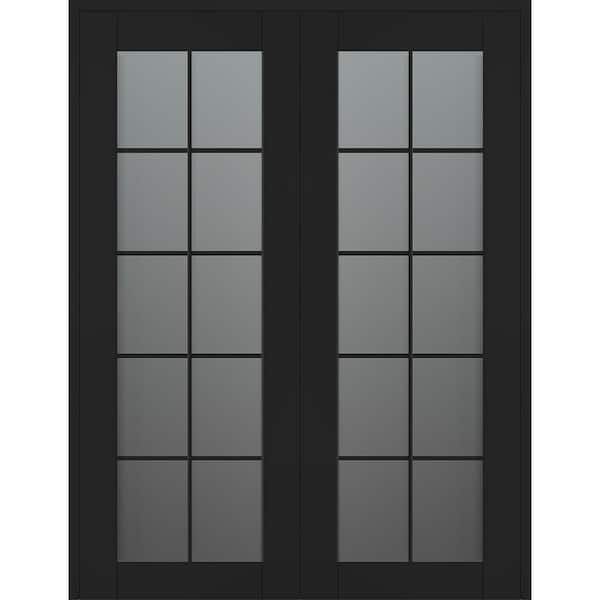 Vona 10 Lite 48 in. x 80 in. Both Active 10-Lite Frosted Glass Black Matte Wood Composite Double Prehung Interior Door