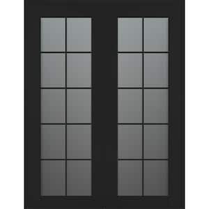 Vona 10 Lite 56 in. x 80 in. Both Active 10-Lite Frosted Glass Black Matte Wood Composite Double Prehung Interior Door