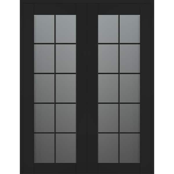 Belldinni Vona 10 Lite 60 in. x 80 in. Both Active 10-Lite Frosted Glass Black Matte Wood Composite Double Prehung Interior Door