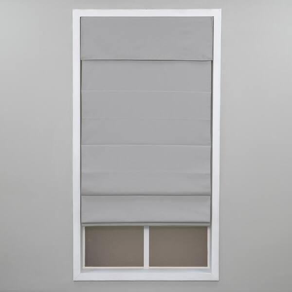 Perfect Lift Window Treatment Gray Mist Cordless Blackout Energy-Efficient Cotton Roman Shade 41 in. W x 72 in. L