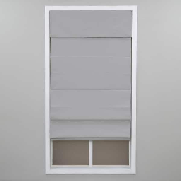 Gray Mist Cordless Blackout Energy-Efficient Cotton Roman Shade 45 in. W x 72 in. L