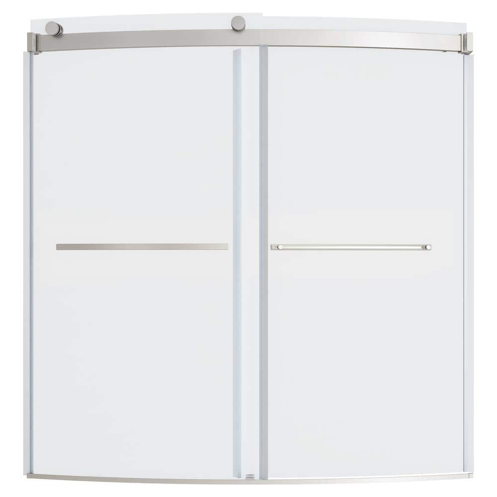 American Standard Ovation Curve 60 in. W x 60 in. H Sliding Frameless Tub Door in Brushed Nickel