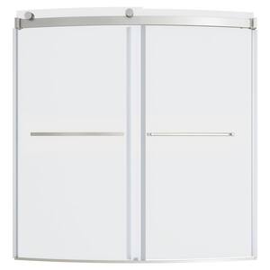 Ovation Curve 60 in. W x 60 in. H Sliding Frameless Tub Door in Brushed Nickel