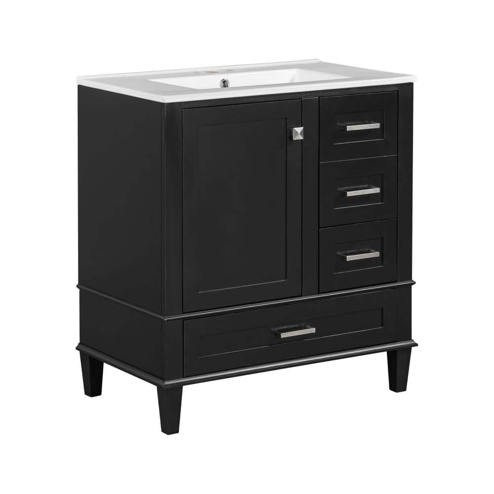 30 in. W x 18.3 in. D x 34 in. H Single Sink Bathroom Vanity in Black with Black Ceramic Top price history on PriceWatchPro