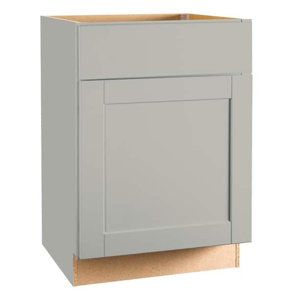 Hampton Bay Shaker 24 in. W x 24 in. D x 34.5 in. H Assembled Base Kitchen Cabinet in Dove Gray with Ball-Bearing Drawer Glides